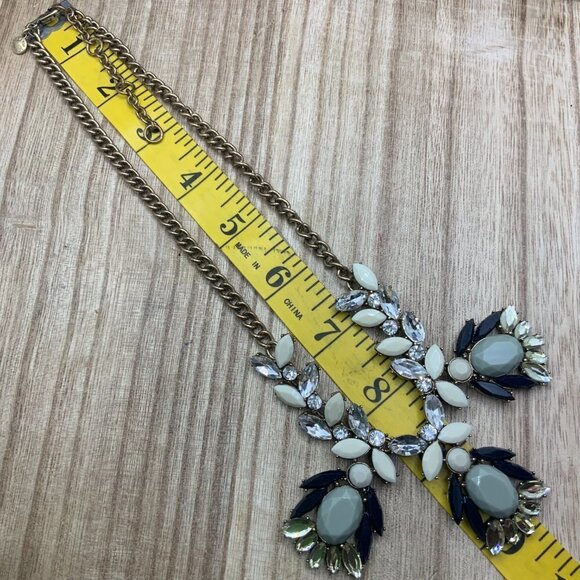 J. Crew Crystals Gold Tone Clusters Necklace - Picture 3 of 8